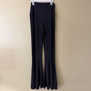 Norma Kamali Fishtail Pants High Rise Flare Stretch Black Sz S Y2K Minimal Chic
